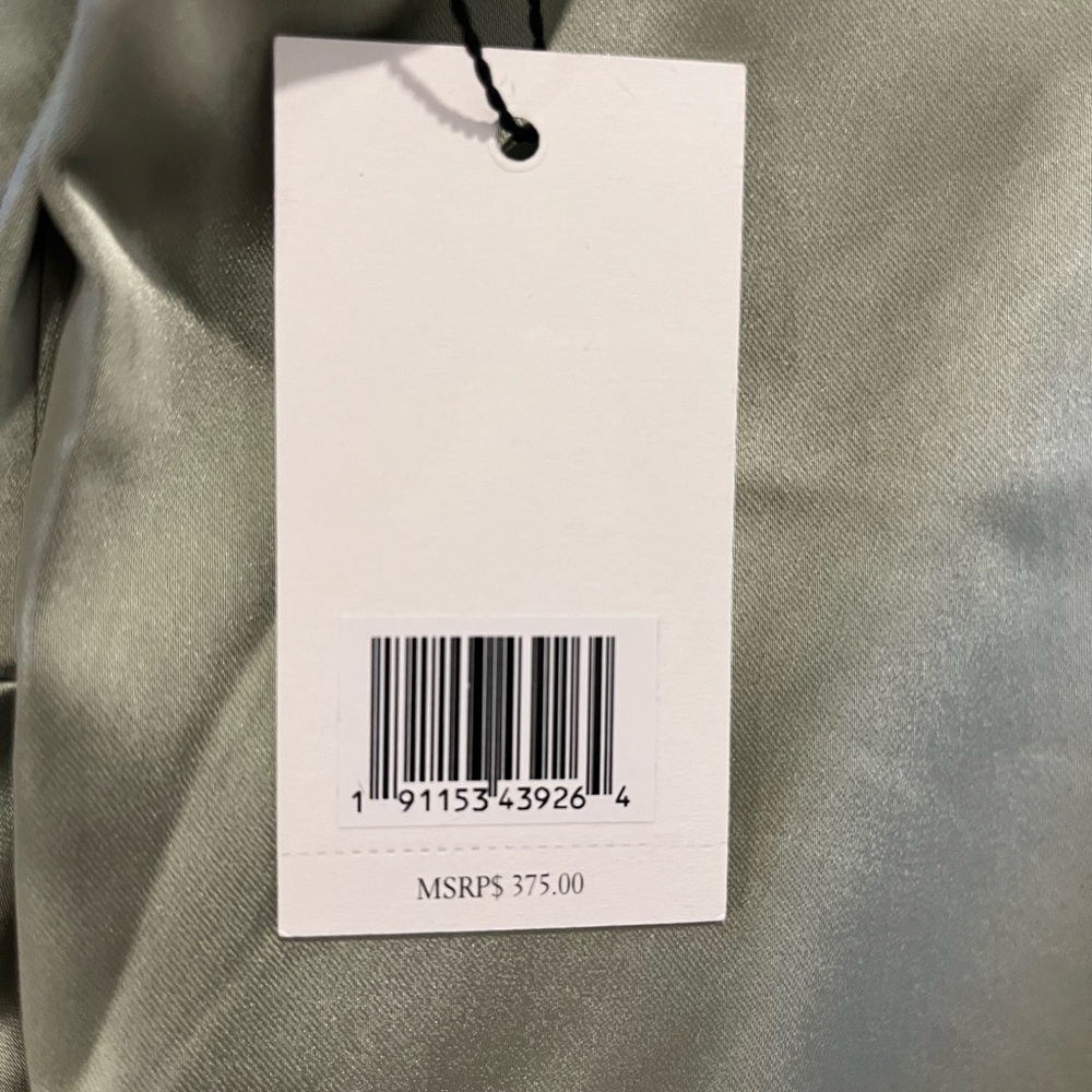 NWT! Jason Wu satin wrap dress in sage green, size Medium - Picture 3 of 4